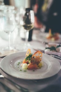 Close-up of food served on table in restaurant