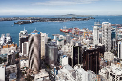 High angle view of buildings in city