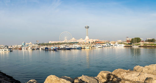 View of ferris wheel in city