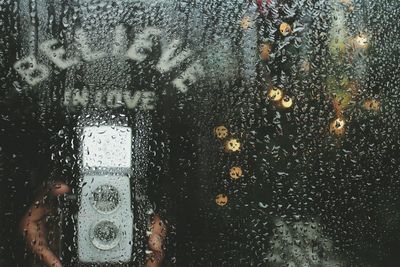 Full frame shot of water drops on glass