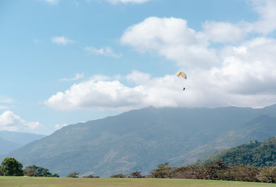 Scenic view of mountains against sky