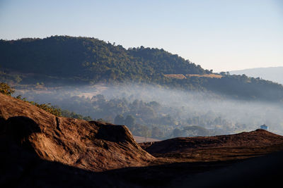 View of the beautiful mountains and fog in the morning at phu ruea,loei province, thailand 