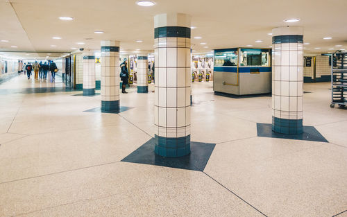 Illuminated subway station platform