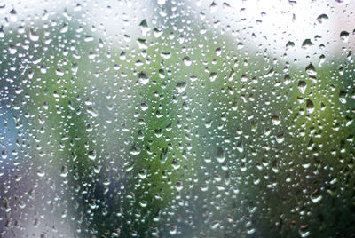 Full frame shot of wet glass window