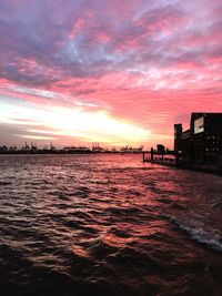 View of city at sunset