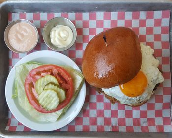 Close-up of breakfast served on table