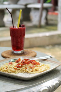 Close-up of drink on table