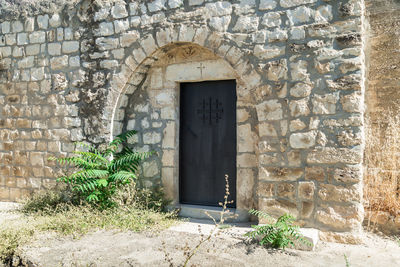 Closed door of old building