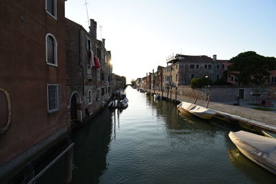 Canal amidst buildings against sky in city