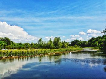 Scenic view of lake against sky