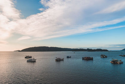 Scenic view of bay against sky