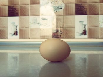 Close-up of eggs on table at home