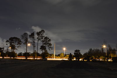 Illuminated street light at night