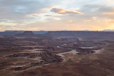 High angle view of land against cloudy sky