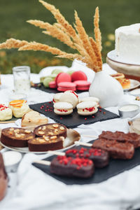 Close-up of cookies in plate on table