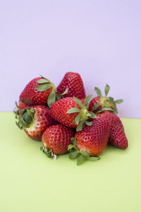 Close-up of strawberries against white background