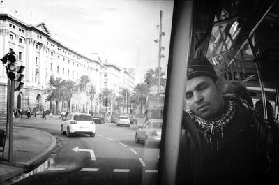 Woman standing on road