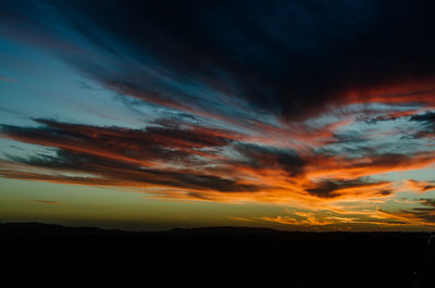 Low angle view of dramatic sky during sunset