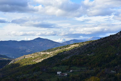 Scenic view of mountains against sky