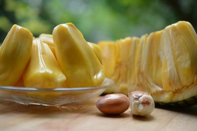 Close-up of fruits on cutting board