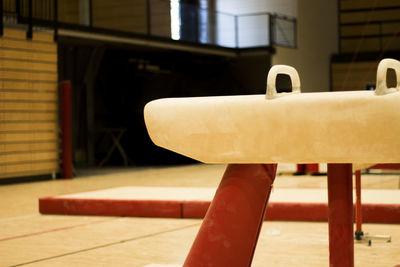 Close-up of empty seats on table