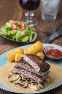 High angle view of meal served in plate