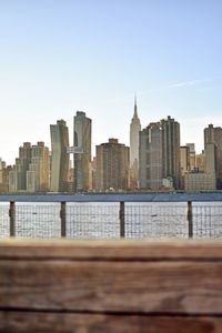 View of cityscape with river in background