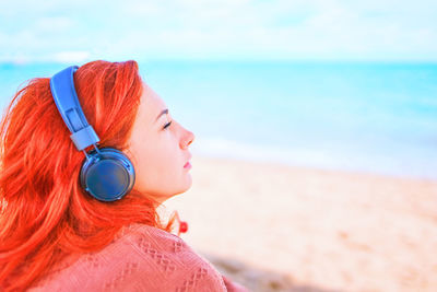 Portrait of woman on beach