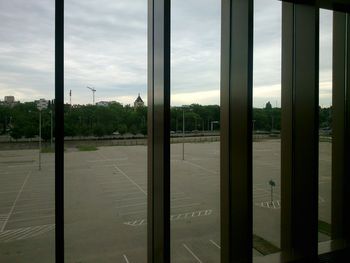 Trees against cloudy sky