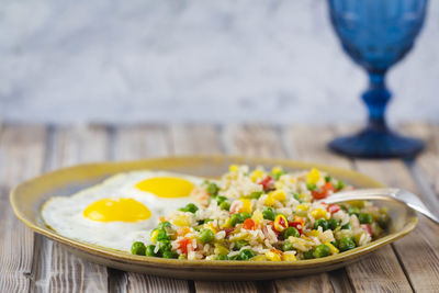 Close-up of food in plate on table