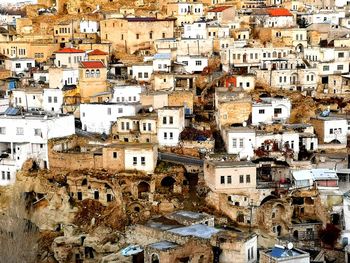 High angle view of buildings in city