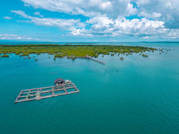 Scenic view of sea against blue sky