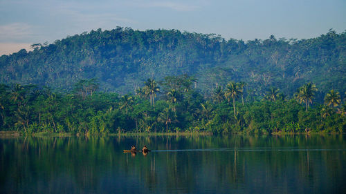 Scenic view of lake against sky