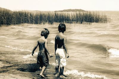 Boys at the pond