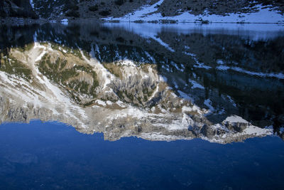 High angle view of lake during winter