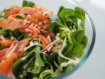 Close-up of chopped vegetables in bowl