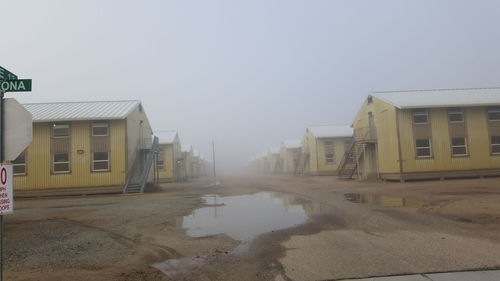 View of buildings against clear sky