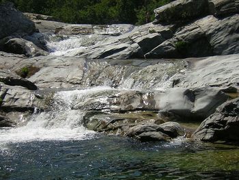 Scenic view of river flowing through rocks