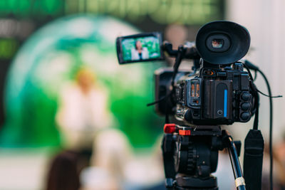 Tv camera recording a publicity event 