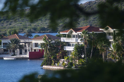 Houses by lake