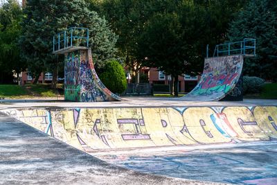 Graffiti on tree at park