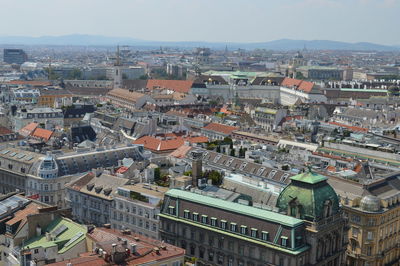 High angle view of townscape against sky