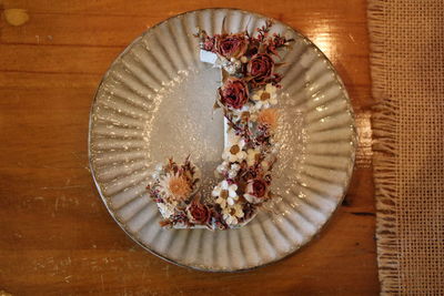High angle view of food on table