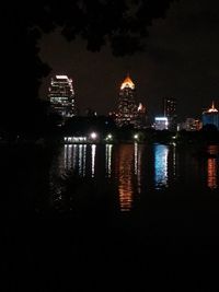 Illuminated city at night