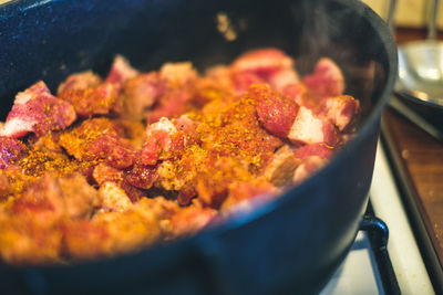 Close-up of meat in plate