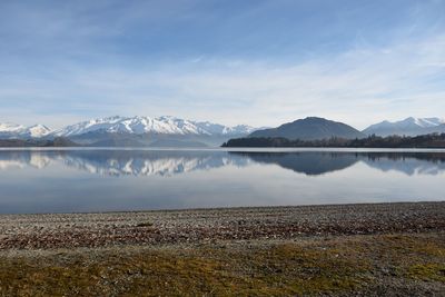 Scenic view of lake against sky