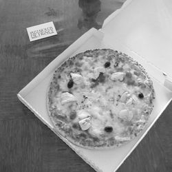 High angle view of food in plate on table