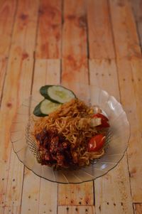 High angle view of meal served in plate