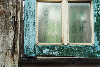 Close-up of window on old building