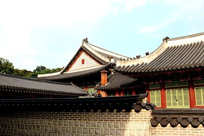 Low angle view of temple against sky